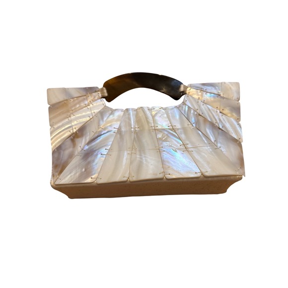 Abalone shell  Clutch Purse Bag Iridescent Shell Evening Party Wedding - Picture 2 of 5